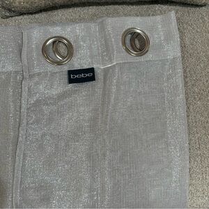 bebe Metallic Silver Sheer Grommet Curtain Panel